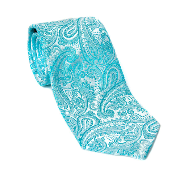 Regent - Woven Silk Tie - Silver and Blue Paisley - Regent Tailoring