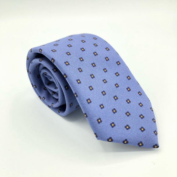 Regent - 100% Silk Tie - Blue with Small Flowers