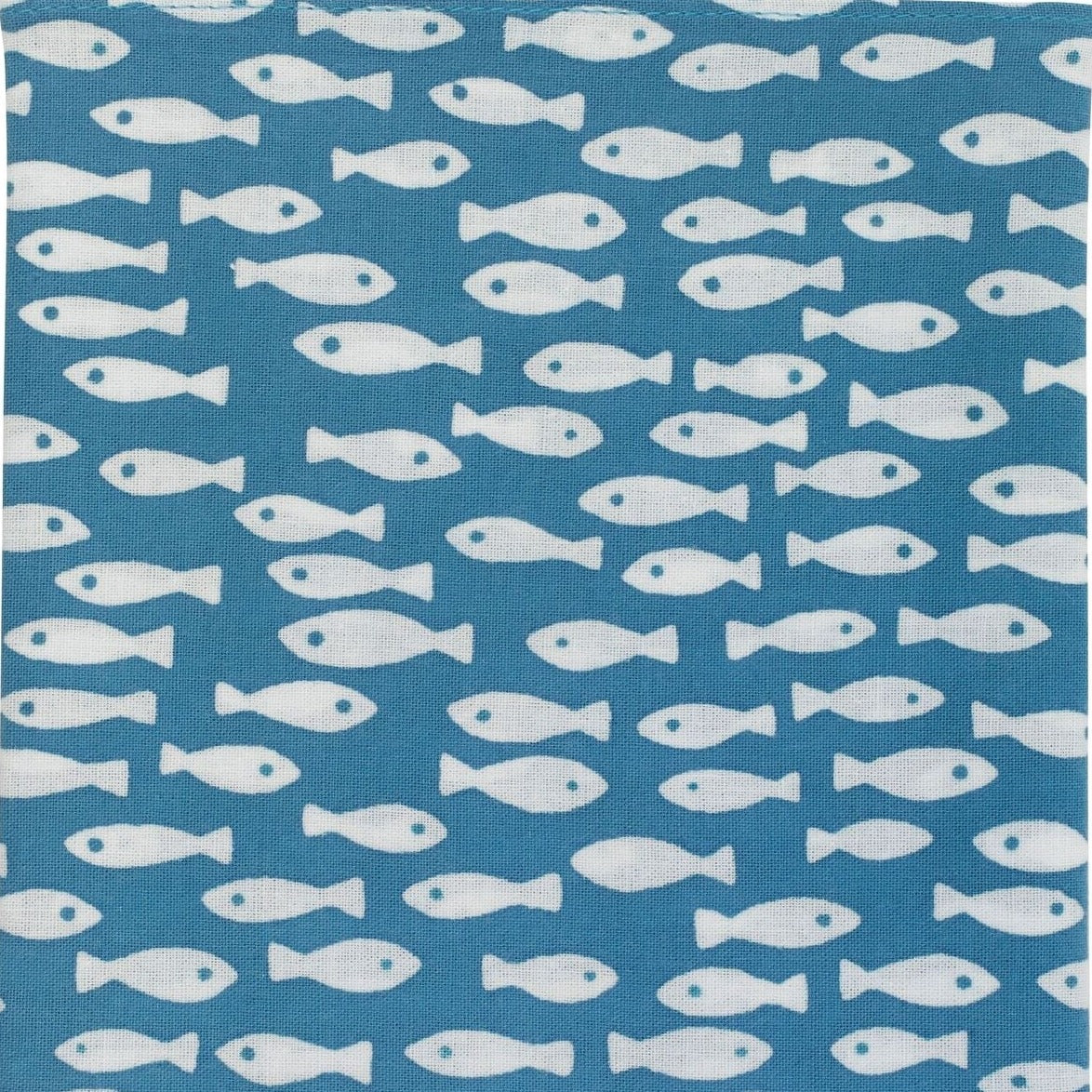 Niwaki - Fish Pocket Square - Blue - Regent Tailoring